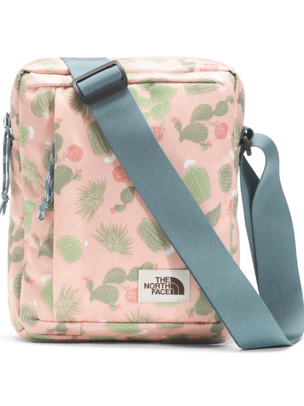 The North Face Cross Body Bag in the Evening Sand Pink Cacti Print / Goblin Blue
